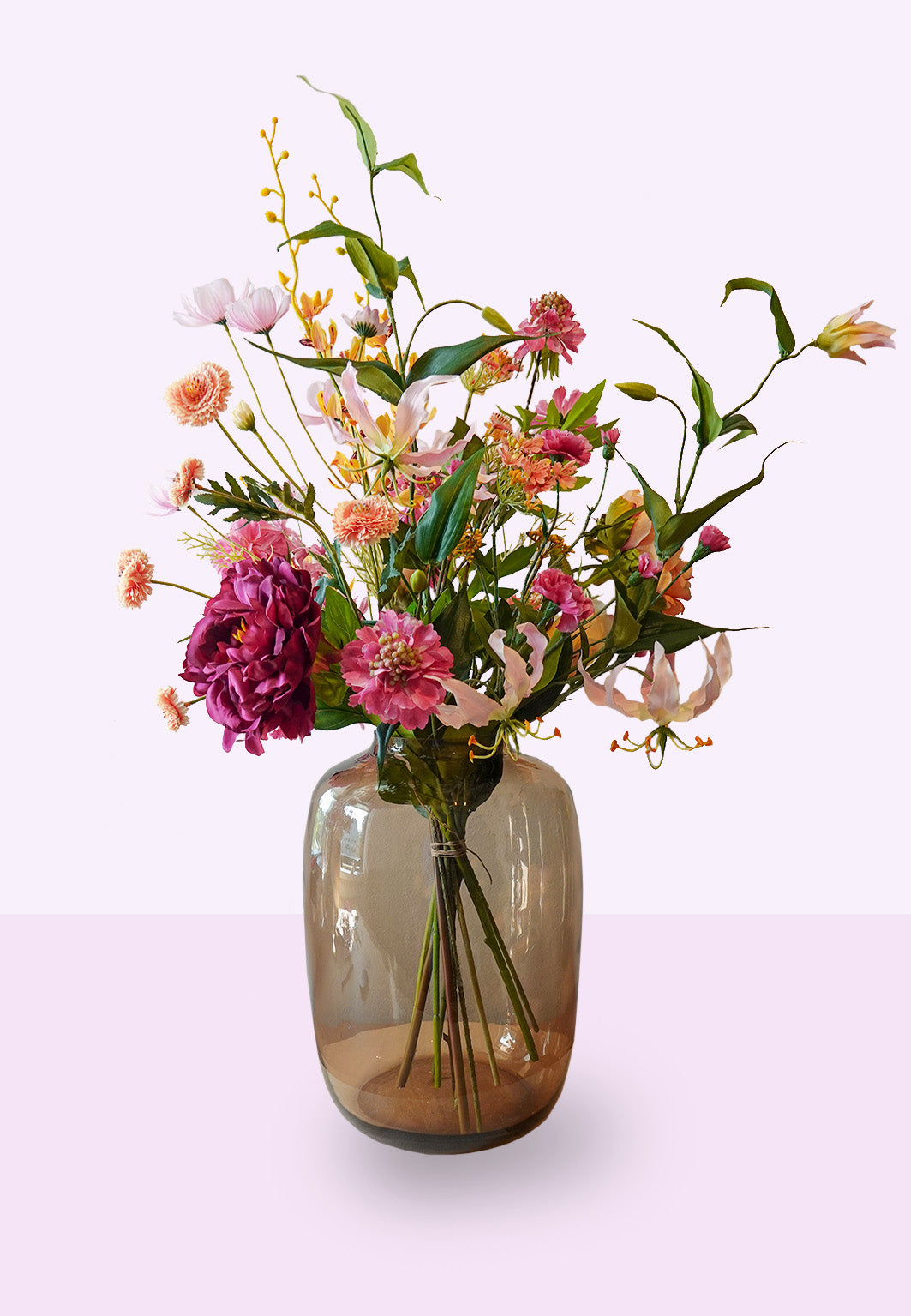 Zijden boeket Jolanda in vaas Maartje