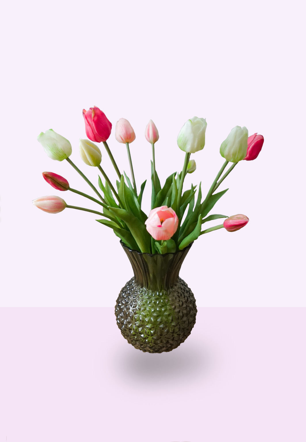 Fleuramour zijden tulpen roze-wit