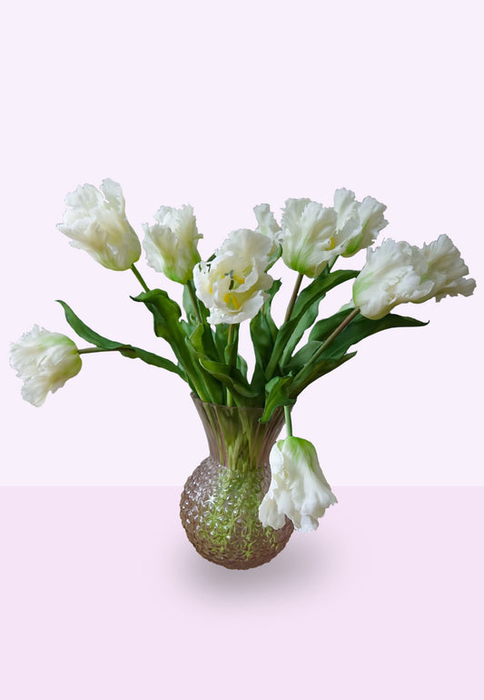 Fleuramour zijden papegaaitulpen wit