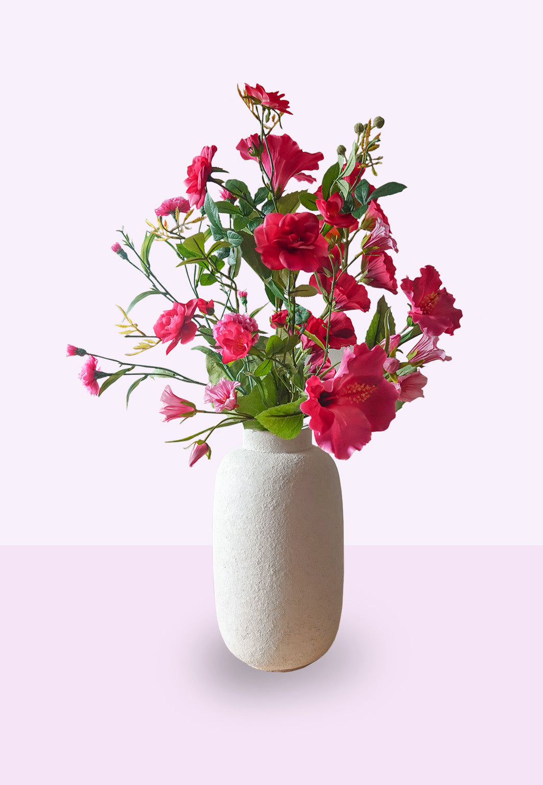 Mix en Match set fuchsia zijden bloemen