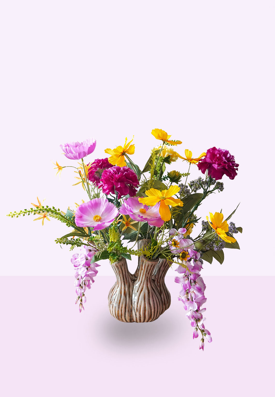 Set Klaasje zijden bloemen inclusief vaas