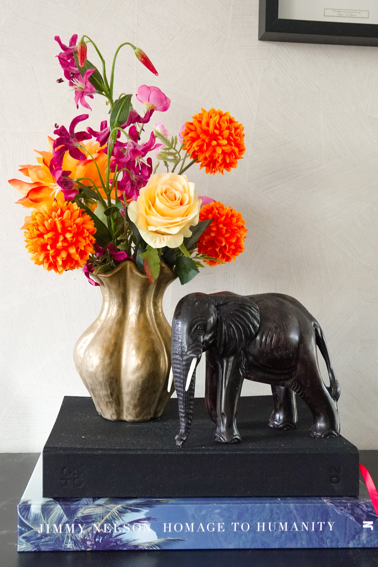 Set Steffie zijden boeket inclusief vaas sfeerimpressie