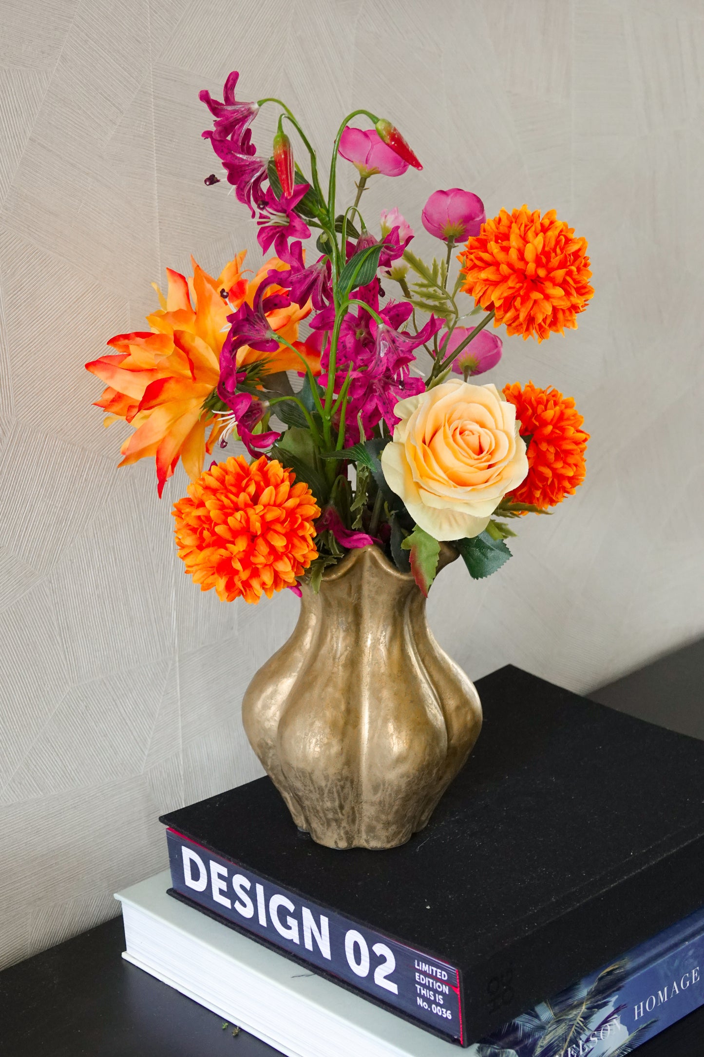 Set Steffie zijden boeket inclusief vaas sfeerimpressie